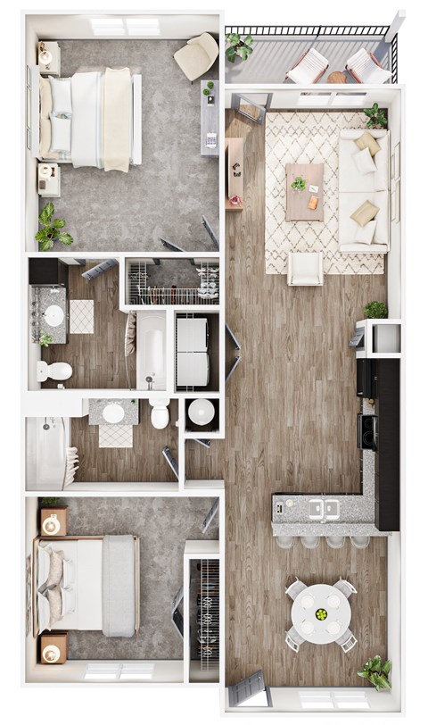 a floor plan of a bedroom with a bathroom and a living room